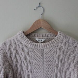 Kotn Cable Knit Wool Sweater in Moon